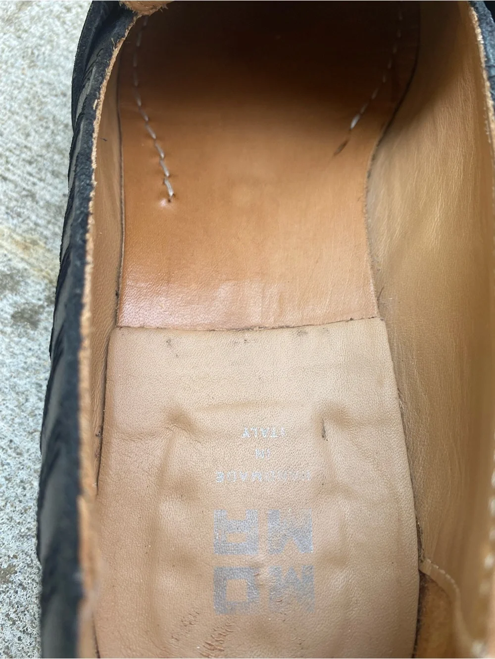 MOMA Handmade Italian VERO CUOIO Leather Loafers Euro 41 Stripe Texture